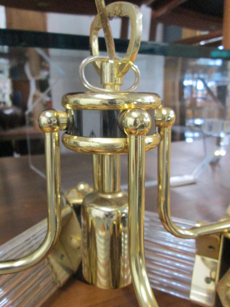 Italian Brass and Glass Rod Light Fixture at 1stdibs