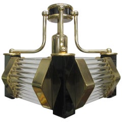 Italian Brass & Glass Rod Light Fixture