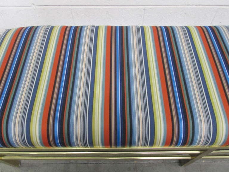 Solid Brass Bench with Maharam Fabric In Good Condition In New York, NY