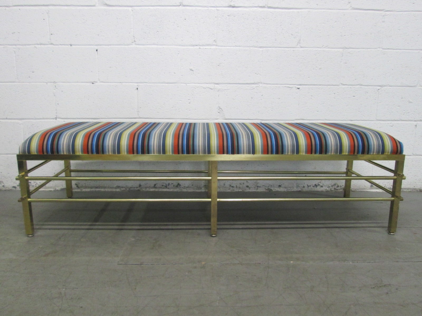 Solid Brass Bench with Maharam Fabric