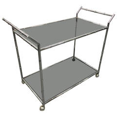 Chrome Faux Bamboo Bar Cart 2