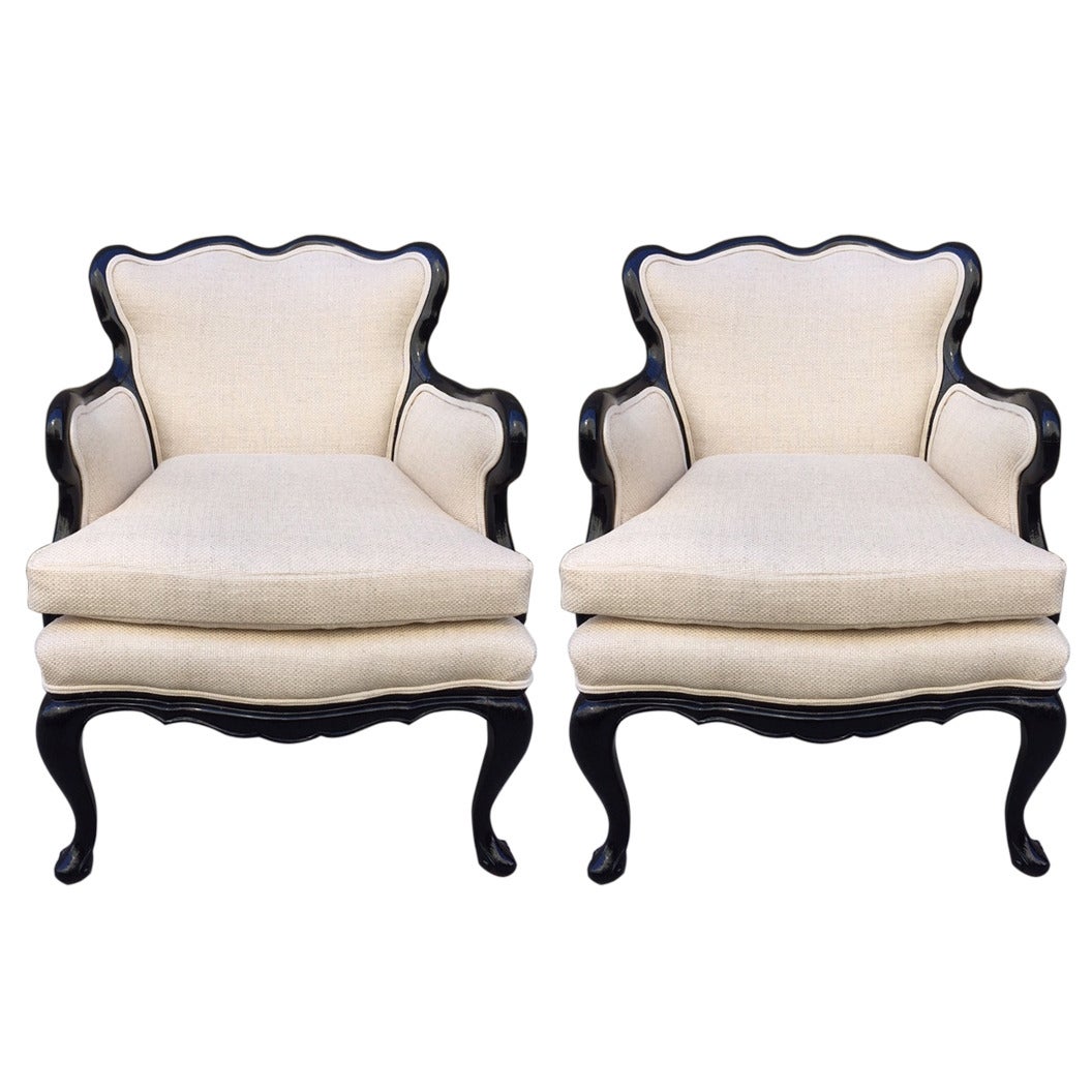 Pair Of French Antique Style Lounge Chairs In Linen For Sale At 1stdibs Pair of French Antique Style Lounge Chairs in Linen For Sale - Pair Of French Antique Style Lounge Chairs In Linen For Sale At 1stdibs