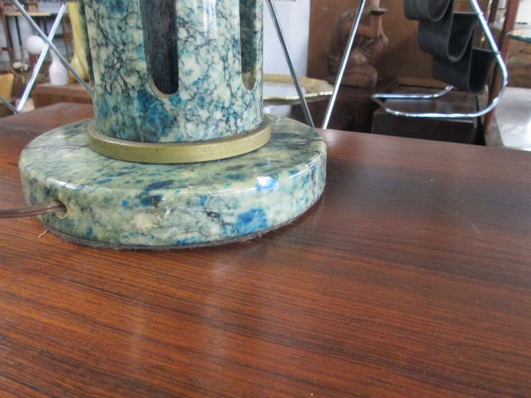 Tall Green Italian Marble Lamp For Sale 1