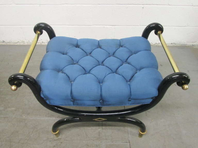 Mid-20th Century Hollywood Regency Tufted Stool / Bench Curule