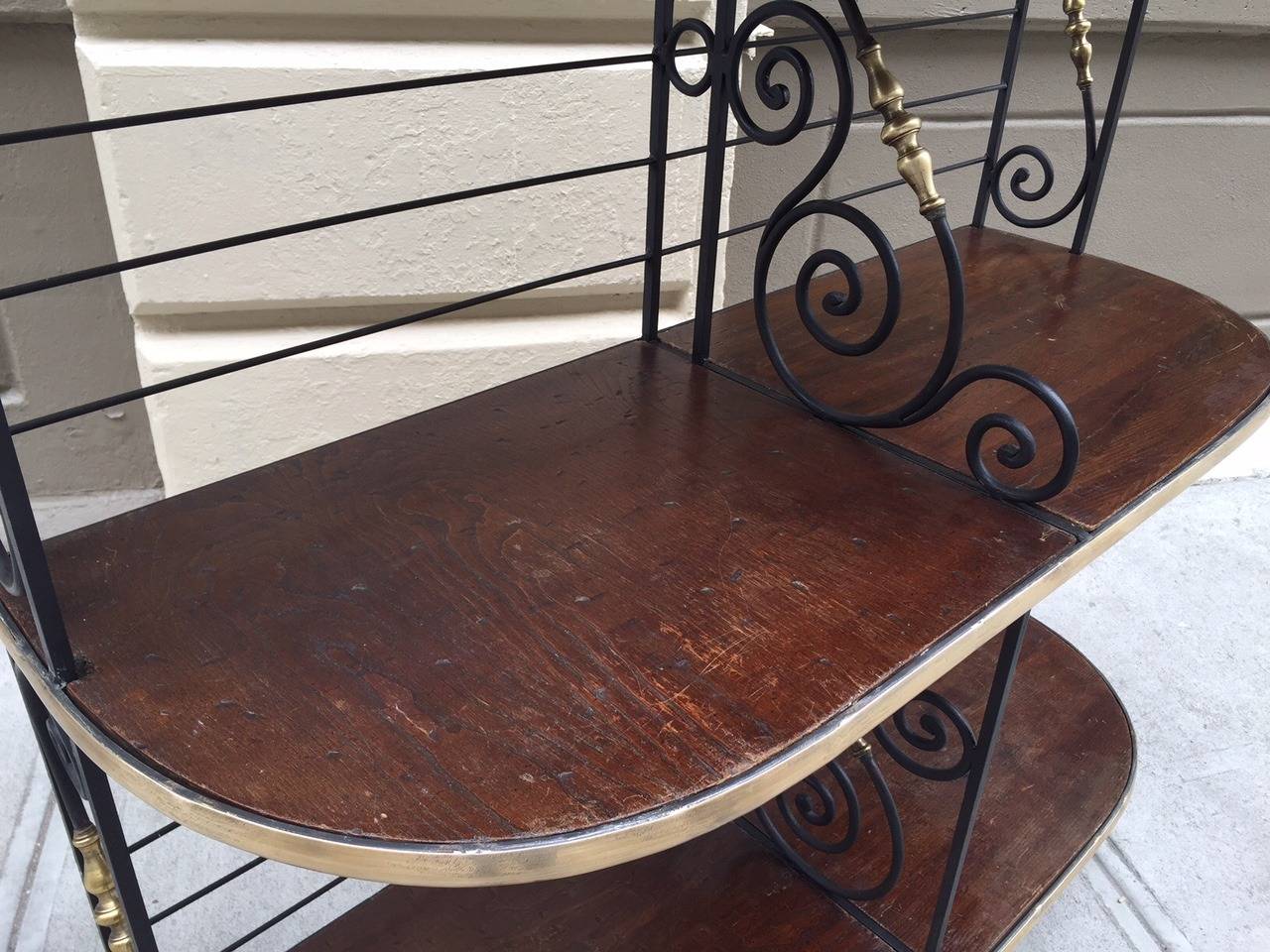Large Antique French Iron and Brass Bakers Rack For Sale at 1stdibs