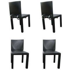 Set 4 Paolo Piva Leather Chairs for B&B Italia