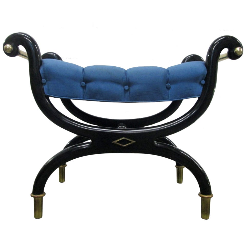Hollywood Regency Tufted Stool / Bench Curule