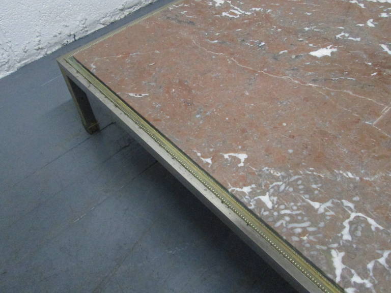 Mid-20th Century French Low Marble-Top Coffee Table For Sale