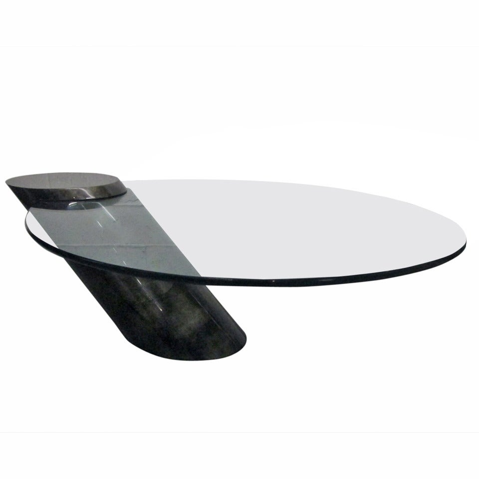 Goat Skin Cantilevered Coffee Table after Karl Springer