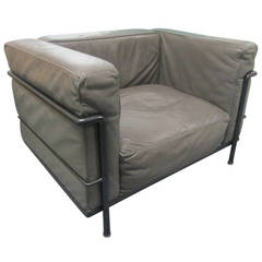 Leather Lounge Chair manner of Le Corbusier
