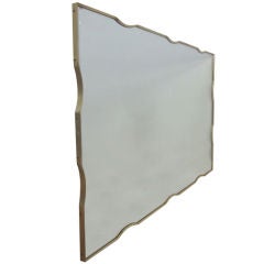 Large Brass Framed Beveled Wall Mirror