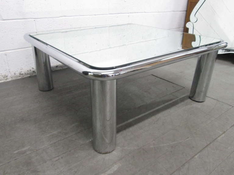 Modern Chrome Coffee Table style of Marco Zanuso