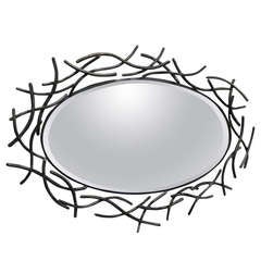 Decorative French Forged Metal Oval Mirror 8