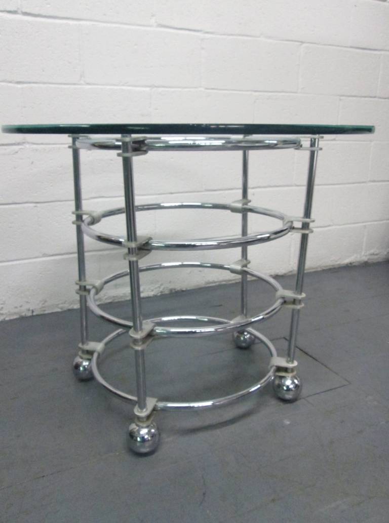 Jay Spectre Chrome and Glass Table In Good Condition In New York, NY