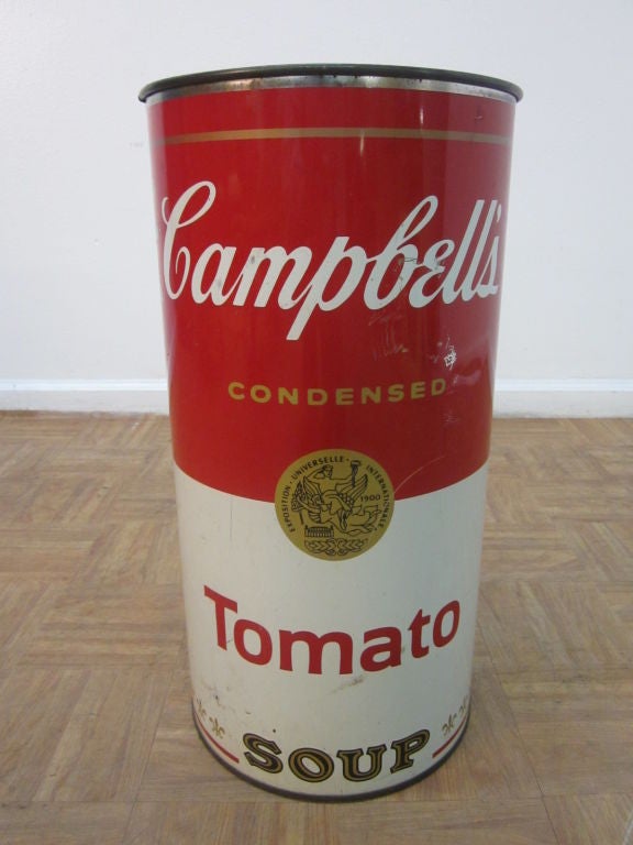 Andy Warhol attribution of Campbell Tomato soup trash can or umbrella stand.