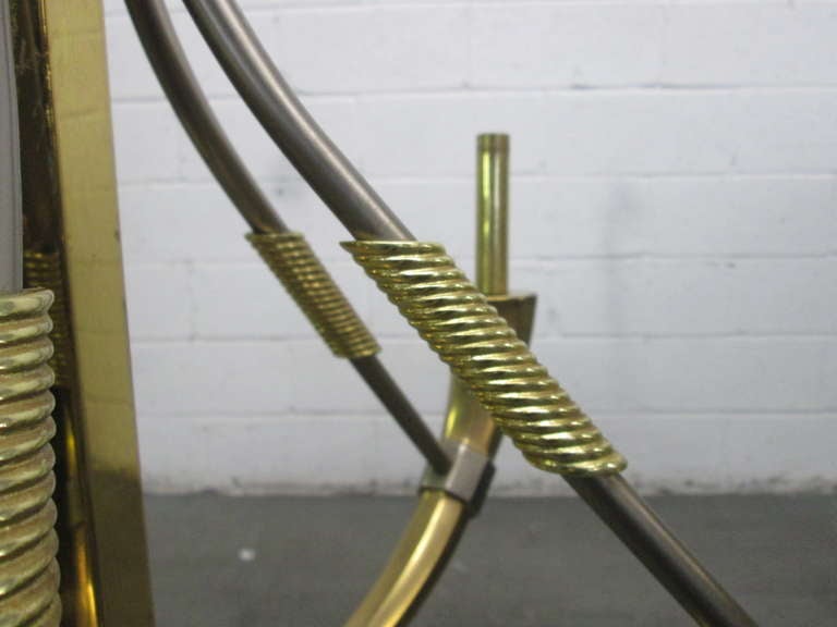 Italian Brass and Polished Steel Chandelier 1