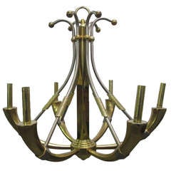 Italian Brass and Polished Steel Chandelier 10