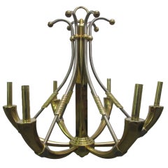 Italian Brass and Polished Steel Chandelier