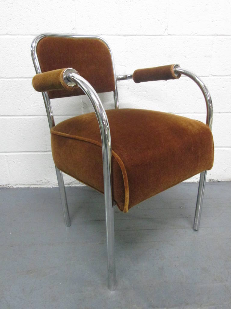 Pair of Art Deco Arm Chairs with Original Mohair Fabric at 1stDibs