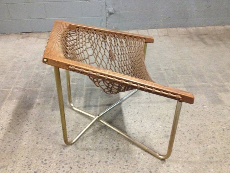 Oak Mid-Century Modern Rope Chair