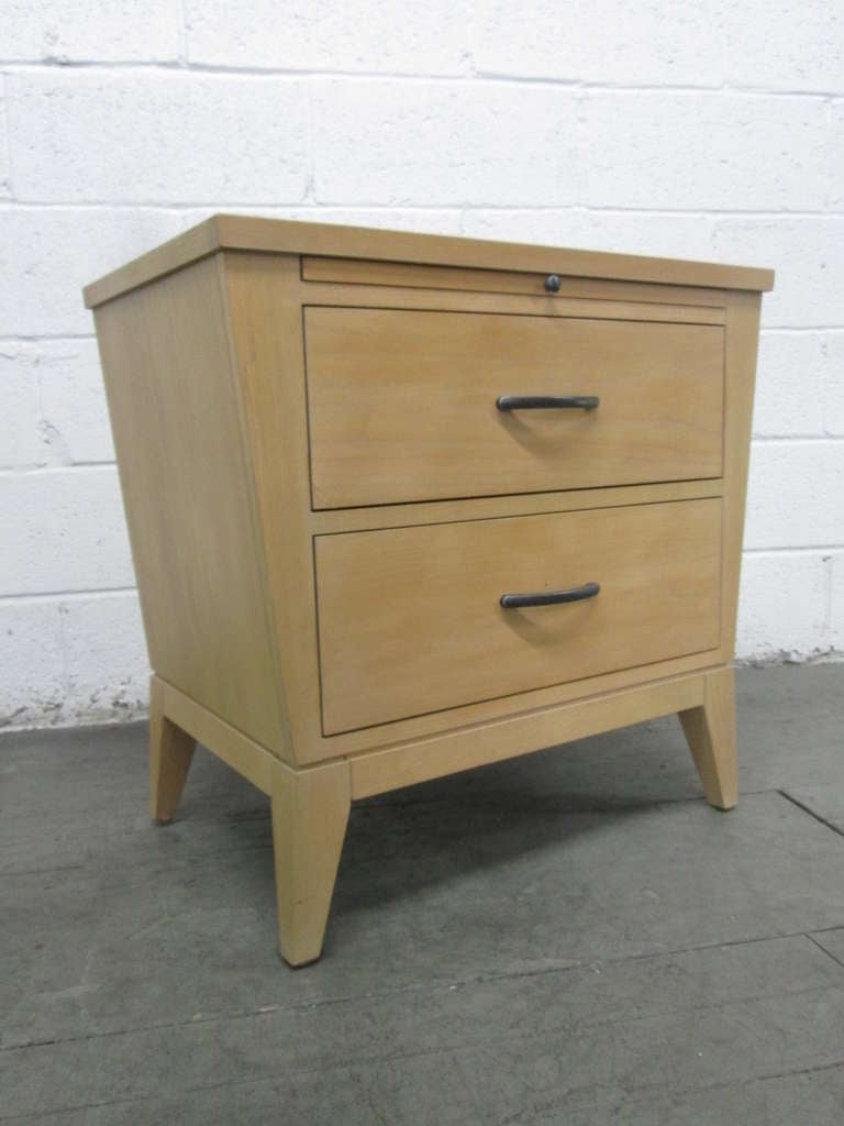 Modern Pair Decorative Two Drawer Nightstands