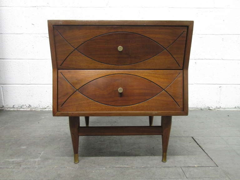 American Pair 1960s Walnut Nightstands