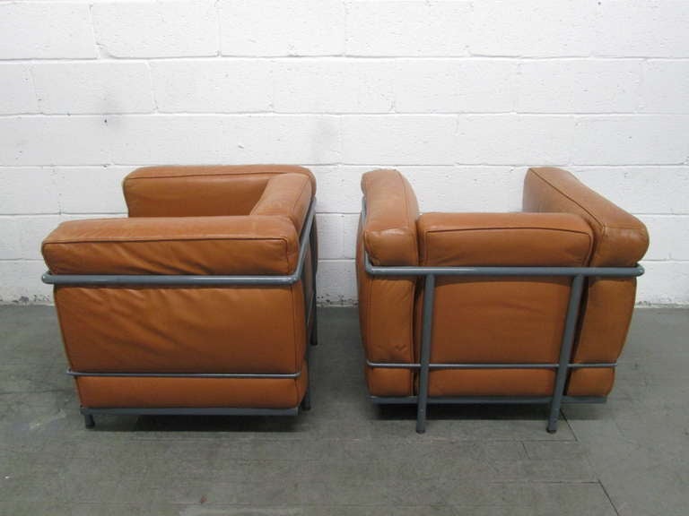 Italian Pair of LC2 Le Corbusier Chairs for Cassina