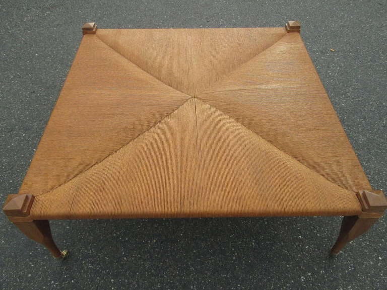 American Large Hand Woven Rush Top Bench / Coffee Table