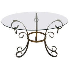 French Wrought Iron Gold Gilt Table Manner of Gilbert Poillerat 11