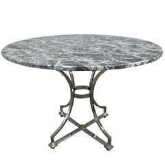 Maison Jansen Polished Steel and Marble-Top Table 1