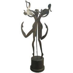 Large 5'8" Female Figural Steel Sculpture Bronze Finish 12