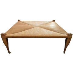 Vintage Large Hand Woven Rush Top Bench / Coffee Table