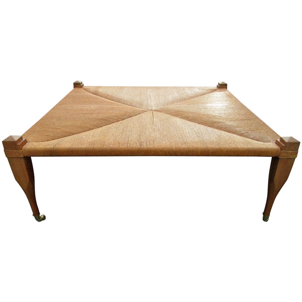 Large Hand Woven Rush Top Bench / Coffee Table