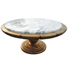 Gold Leaf Italian Marble Top Coffee Table After James Mont 1