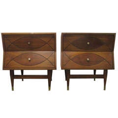 Pair 1960s Walnut Nightstands