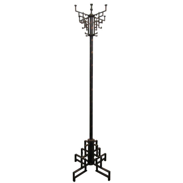Coppered Steel Coat Tree Stand For Sale at 1stdibs