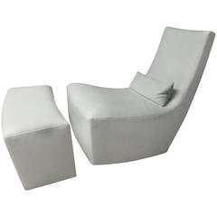 Leather Lounge Chair and Ottoman by Ligne Roset 6