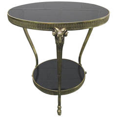 Maison Jansen Style Brass Ram's Head Gueridon or Side Table 8