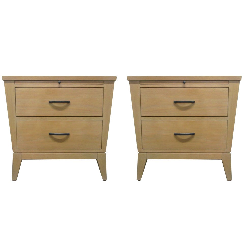 Pair Decorative Two Drawer Nightstands