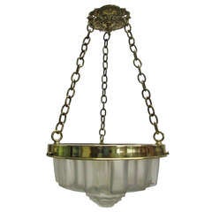 Art Deco Molded Glass Hanging Light Fixture 10