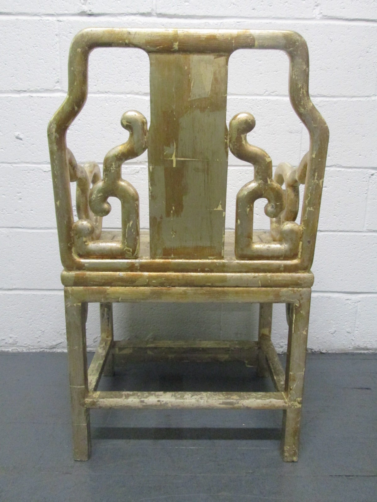 20th Century Set of Four Gilt Hardwood Chinese Armchairs