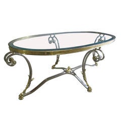 Polished Steel and Brass Coffee Table Manner of Maison Jansen 10