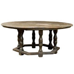 An American Round Top Painted Wood Dining Table with Hexagonal Base