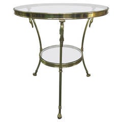 Directoire Style Brass Gueridon Side Table w/ Swan Head Accents 12