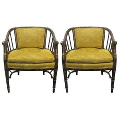 Pair of Faux Bamboo Tortoise Finish Chairs
