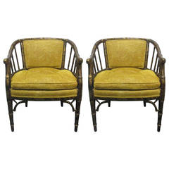 Pair of Faux Bamboo Tortoise Finish Chairs 1