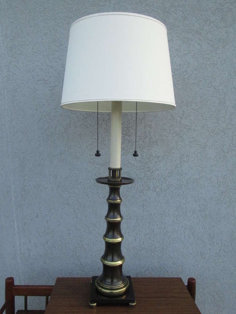 Stiffel Patinated Brass Faux Bamboo Lampe.  Schirm nicht enthalten.