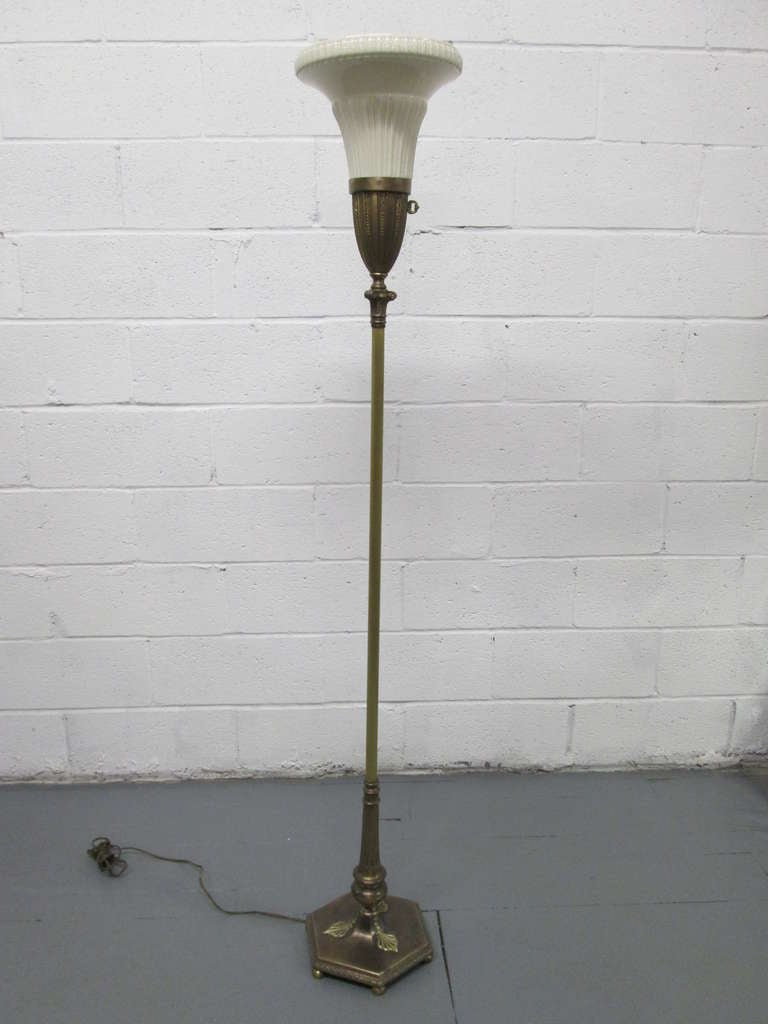 Neoclassical Style Bronze Floor Lamp For At 1stdibs Neoclassical Style Bronze Floor Lamp With Milk Glass Shade Measures 65 5 H