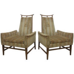 Pair of Asian Inspired Upholstered Chairs Croydon  ss