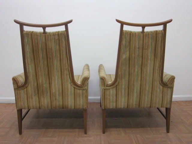 Mid-20th Century Pair of Asian Inspired Upholstered Chairs Croydon  ss